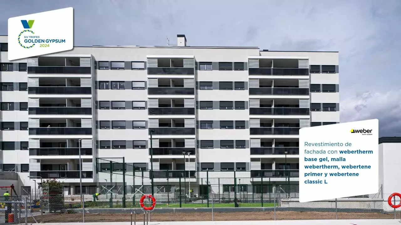 XIV TROFEO GOLDEN GYPSUM - CATEGORÍA FACHADAS - 322 VIVIENDAS PLAN VIVE VALDEBEBAS thumbnail